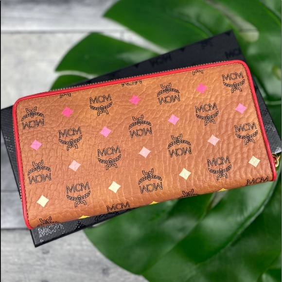 MCM rainbow cognac diamond large wallet zipped - Picture 2 of 8